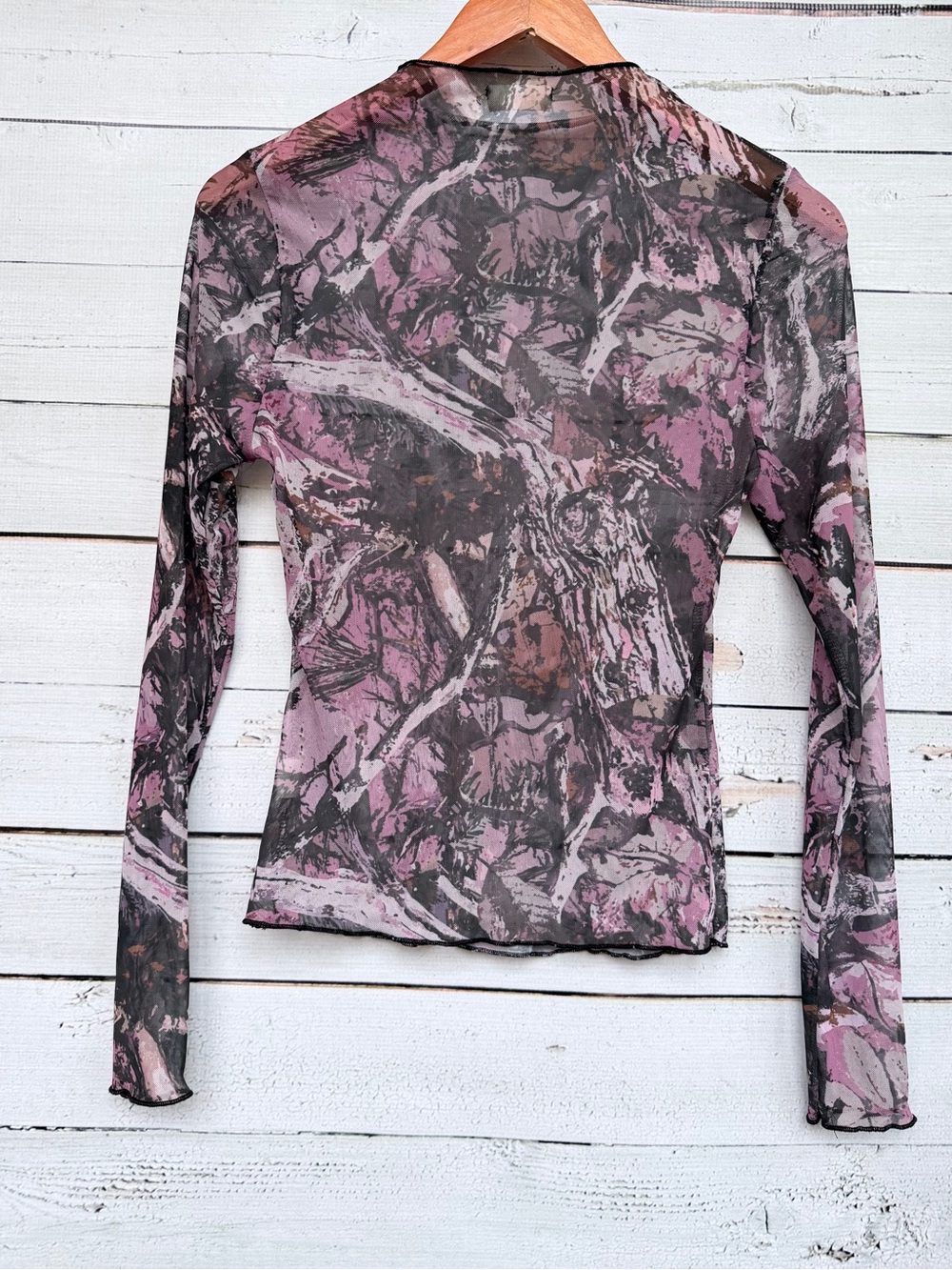 J.Her Realtree Camo Sheer Mesh Mock Neck Long Sleeve Top Blouse - Small - Picture 7 of 7